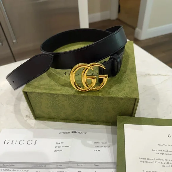 Gucci | Accessories | Gucci Black And Gold Belt With Iconic  display picture 1